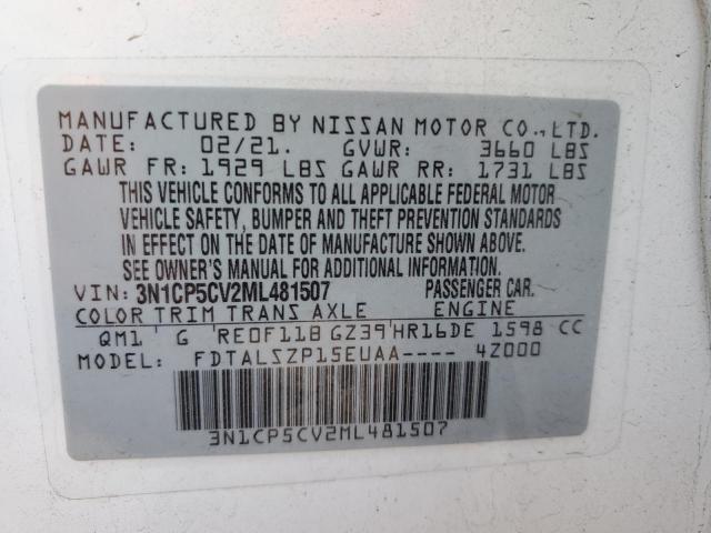 Продаж на аукціоні авто 2021 Nissan Kicks Sv, vin: 3N1CP5CV2ML481507, номер лоту: 37156483