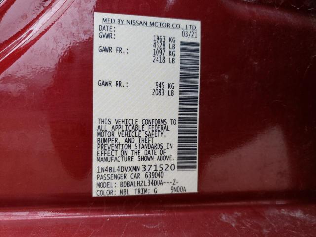 Продаж на аукціоні авто 2021 Nissan Altima Sv, vin: 1N4BL4DVXMN371520, номер лоту: 36816943