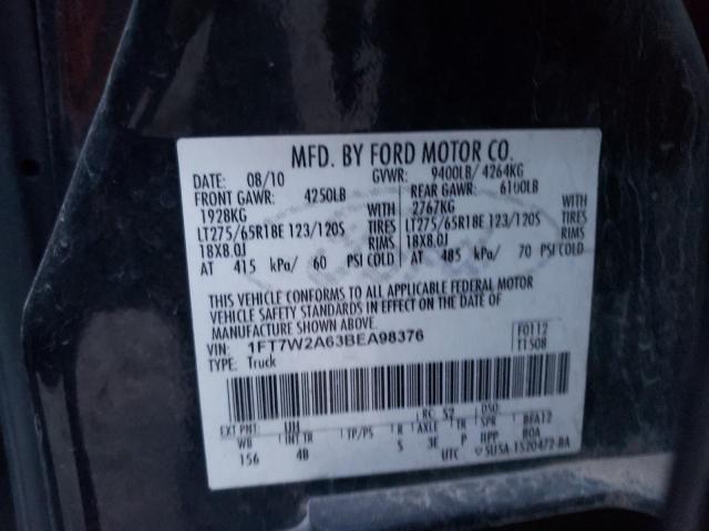 2011 Ford F250 Super Duty მანქანა იყიდება აუქციონზე, vin: 1FT7W2A63BEA98376, აუქციონის ნომერი: 37429923