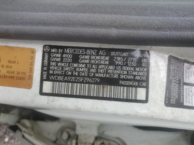 37535863 :رقم المزاد ، WDBEA92E2SF296279 vin ، 1995 Mercedes-benz E 320 مزاد بيع