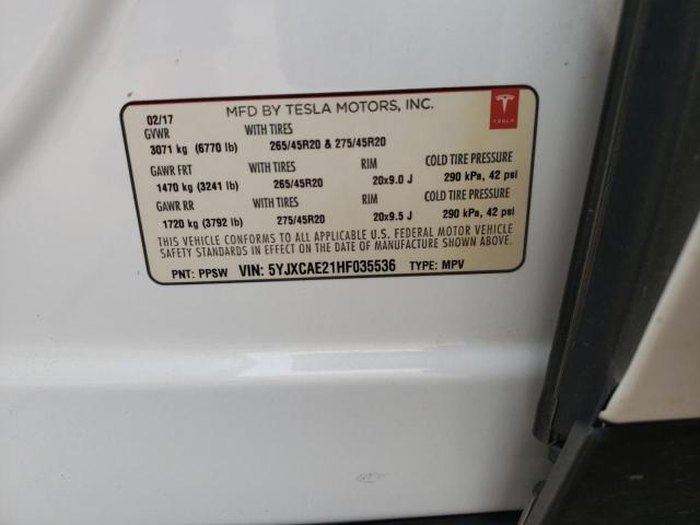 36974683 :رقم المزاد ، 5YJXCAE21HF035536 vin ، 2017 Tesla Model X مزاد بيع