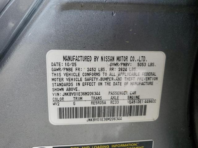 2006 Infiniti M45 Base მანქანა იყიდება აუქციონზე, vin: JNKBY01E36M206344, აუქციონის ნომერი: 37099943