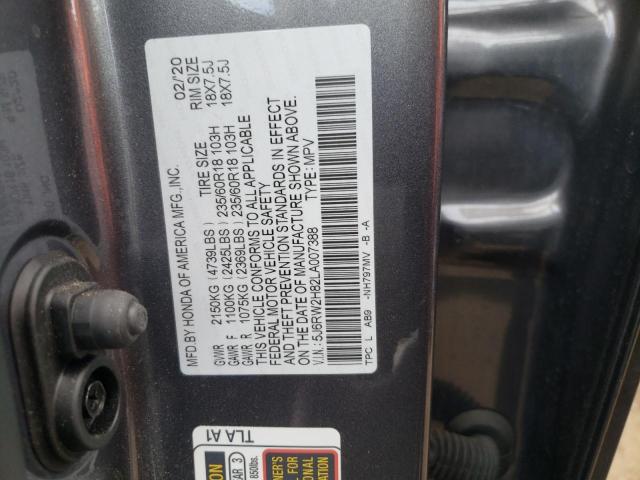 Продаж на аукціоні авто 2020 Honda Cr-v Exl, vin: 5J6RW2H82LA007388, номер лоту: 37210333