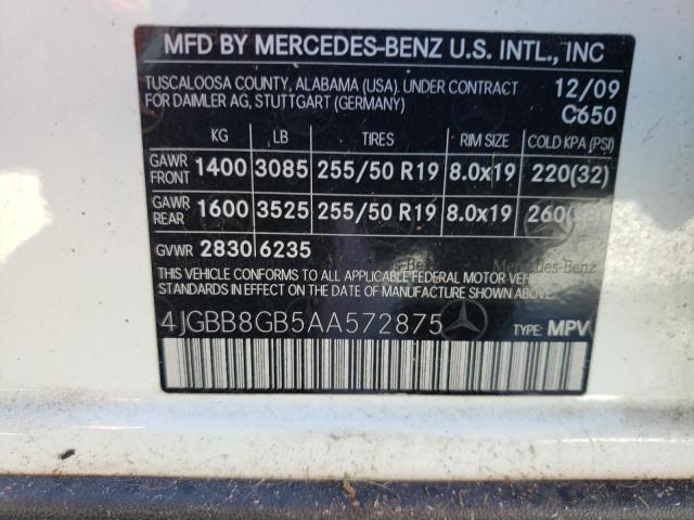 Aukcja sprzedaży 2010 Mercedes-benz Ml 350 4matic, vin: 4JGBB8GB5AA572875, numer aukcji: 37436363