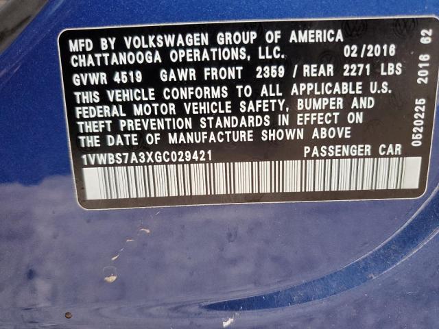 Aukcja sprzedaży 2016 Volkswagen Passat Se, vin: 1VWBS7A3XGC029421, numer aukcji: 37468353
