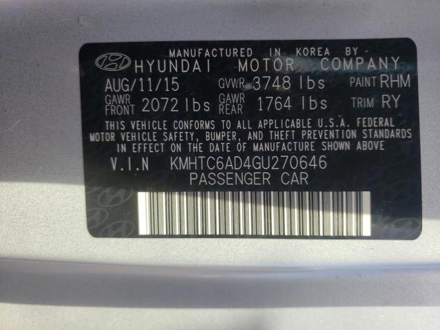 Продажа на аукционе авто 2016 Hyundai Veloster, vin: KMHTC6AD4GU270646, номер лота: 37765993