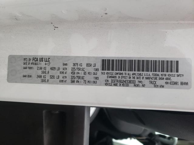 37806633 :رقم المزاد ، 3C6TRVBG2HE538333 vin ، 2017 Ram Promaster 1500 1500 High مزاد بيع