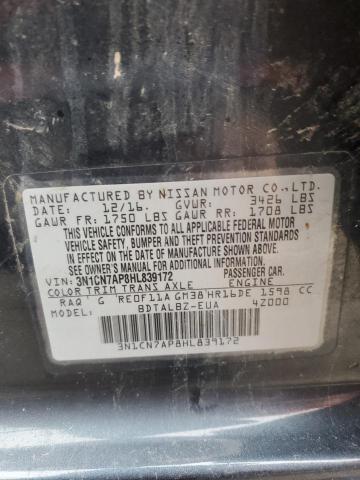 37018263 :رقم المزاد ، 3N1CN7AP8HL839172 vin ، 2017 Nissan Versa S مزاد بيع
