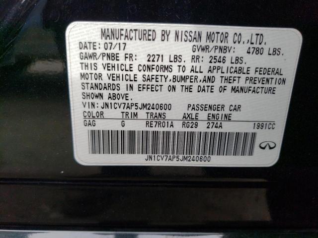 Продаж на аукціоні авто 2018 Infiniti Q50 Pure, vin: JN1CV7AP5JM240600, номер лоту: 38031443