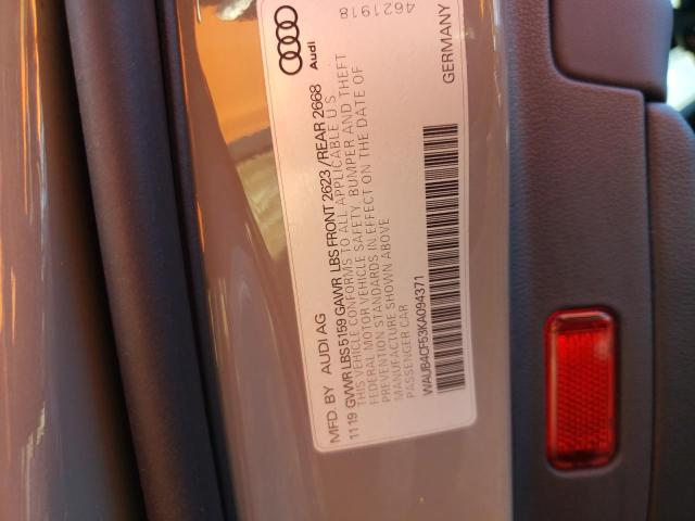 37607413 :رقم المزاد ، WAUB4CF53KA094371 vin ، 2019 Audi S5 Premium Plus مزاد بيع