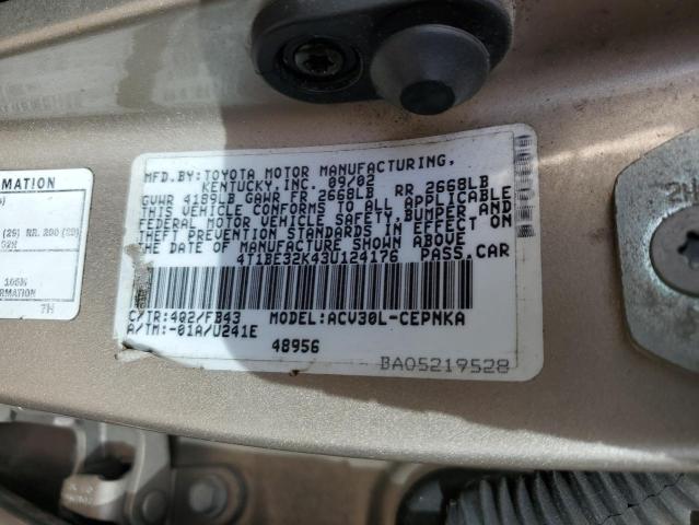 37583683 :رقم المزاد ، 4T1BE32K43U124176 vin ، 2003 Toyota Camry Le مزاد بيع