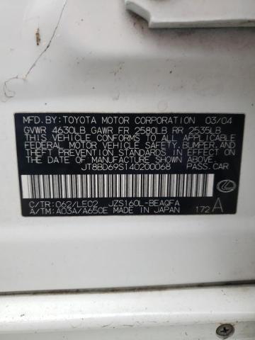 Продаж на аукціоні авто 2004 Lexus Gs 300, vin: JT8BD69S140200068, номер лоту: 38624953