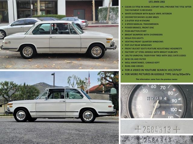 Aukcja sprzedaży 1971 Bmw 2002, vin: 2584313, numer aukcji: 36860543