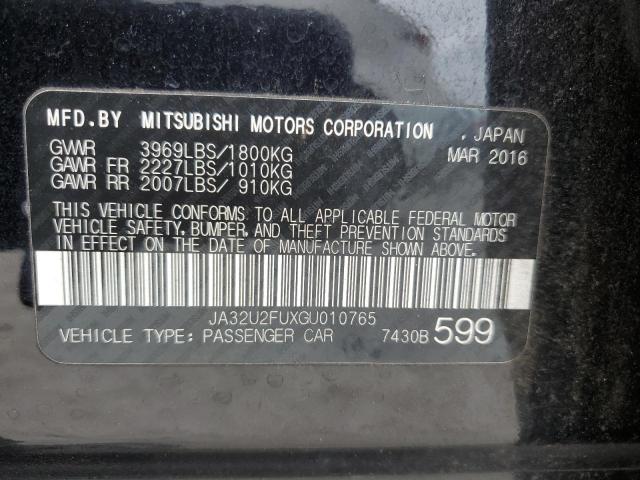 2016 Mitsubishi Lancer Es მანქანა იყიდება აუქციონზე, vin: JA32U2FUXGU010765, აუქციონის ნომერი: 38655873