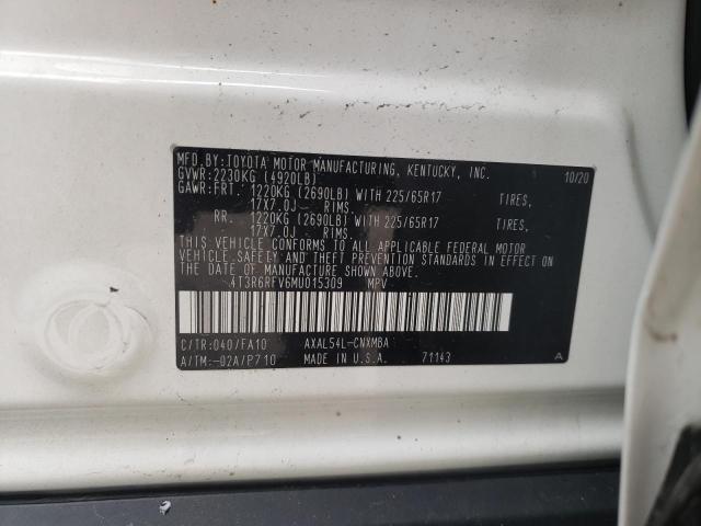 Продажа на аукционе авто 2021 Toyota Rav4, vin: 4T3R6RFV6MU015309, номер лота: 38613173
