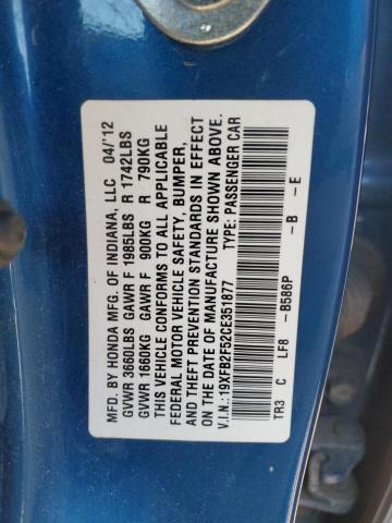 Aukcja sprzedaży 2012 Honda Civic Lx, vin: 19XFB2F52CE351877, numer aukcji: 39022653