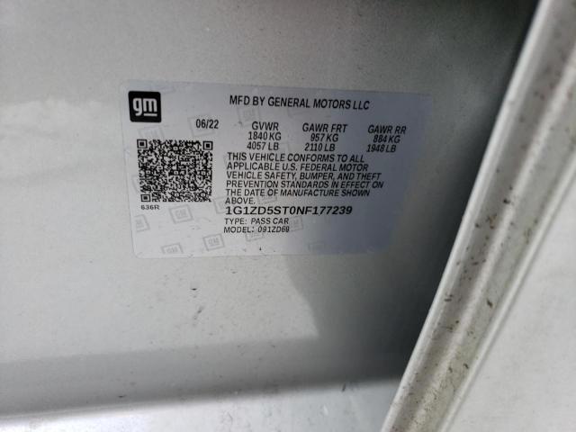 38758003 :رقم المزاد ، 1G1ZD5ST0NF177239 vin ، 2022 Chevrolet Malibu Lt مزاد بيع