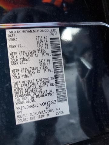 39080533 :رقم المزاد ، 5N1DL0MM8LC500282 vin ، 2020 Infiniti Qx60 Luxe مزاد بيع