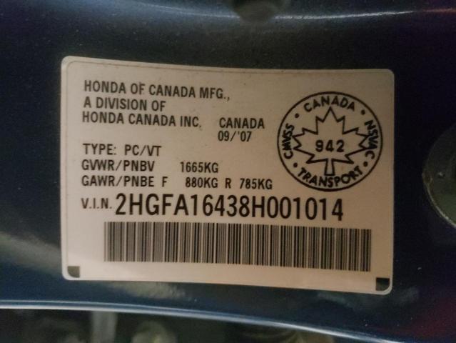 Aukcja sprzedaży 2008 Honda Civic Dx-g, vin: 2HGFA16438H001014, numer aukcji: 39056903