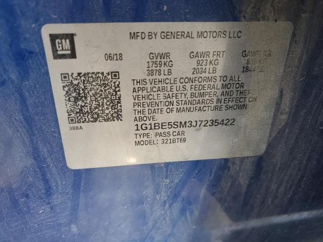 Aukcja sprzedaży 2018 Chevrolet Cruze Lt, vin: 1G1BE5SM3J7235422, numer aukcji: 39068003