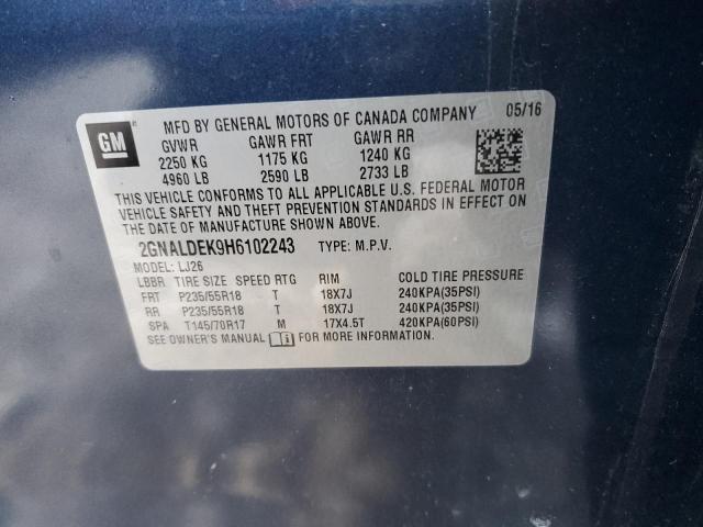 Aukcja sprzedaży 2017 Chevrolet Equinox Premier, vin: 2GNALDEK9H6102243, numer aukcji: 38604243