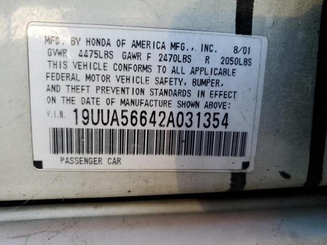 36644993 :رقم المزاد ، 19UUA56642A031354 vin ، 2002 Acura 3.2tl مزاد بيع