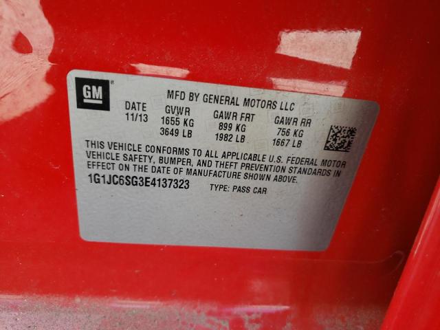39222243 :رقم المزاد ، 1G1JC6SG3E4137323 vin ، 2012 Chevrolet Sonic Lt مزاد بيع