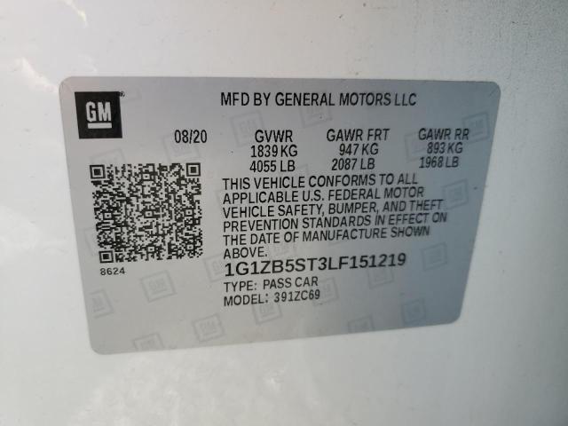 38406823 :رقم المزاد ، 1G1ZB5ST3LF151219 vin ، 2020 Chevrolet Malibu Ls مزاد بيع