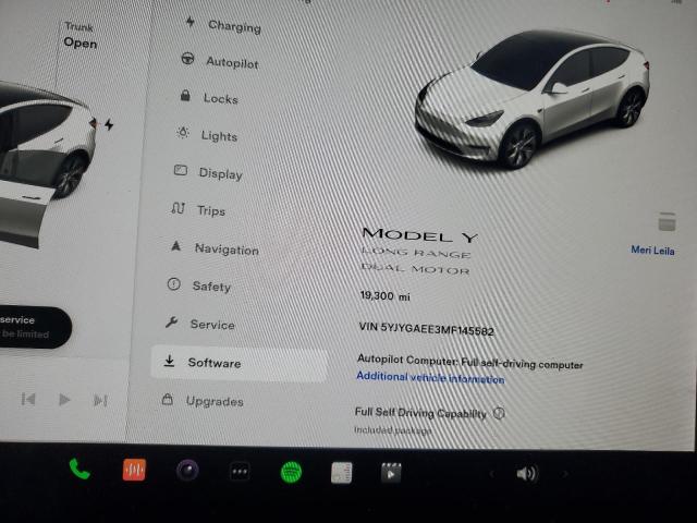 39058013 :رقم المزاد ، 5YJYGAEE3MF145582 vin ، 2021 Tesla Model Y مزاد بيع