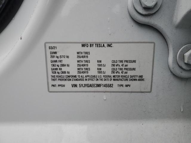39058013 :رقم المزاد ، 5YJYGAEE3MF145582 vin ، 2021 Tesla Model Y مزاد بيع