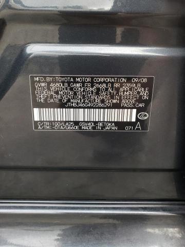 Продажа на аукционе авто 2009 Lexus Es 350, vin: JTHBJ46G492286291, номер лота: 39170003
