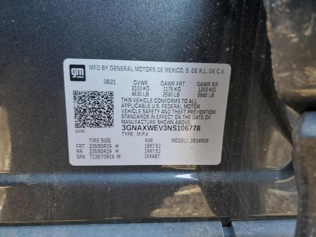 Aukcja sprzedaży 2022 Chevrolet Equinox Rs, vin: 3GNAXWEV3NS106778, numer aukcji: 39632873