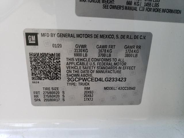 39720243 :رقم المزاد ، 3GCPWCED4LG233423 vin ، 2020 Chevrolet Silverado C1500 Lt مزاد بيع