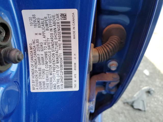 Aukcja sprzedaży 2021 Honda Civic Lx, vin: 2HGFC2F60MH504771, numer aukcji: 39359133