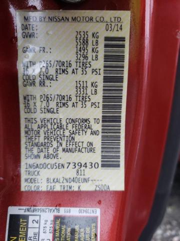39694023 :رقم المزاد ، 1N6AD0CU5EN739430 vin ، 2014 Nissan Frontier Sv مزاد بيع