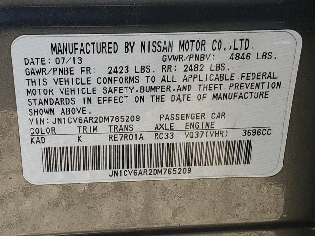 Aukcja sprzedaży 2013 Infiniti G37, vin: JN1CV6AR2DM765209, numer aukcji: 39135743