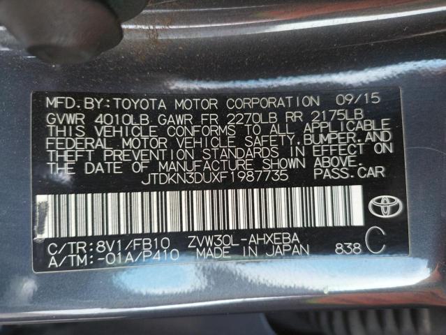 36515103 :رقم المزاد ، JTDKN3DUXF1987735 vin ، 2015 Toyota Prius مزاد بيع