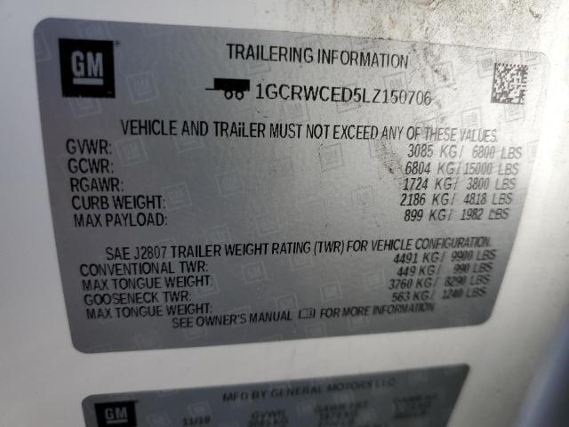 Aukcja sprzedaży 2020 Chevrolet Silverado C1500 Lt, vin: 1GCRWCED5LZ150706, numer aukcji: 40034283