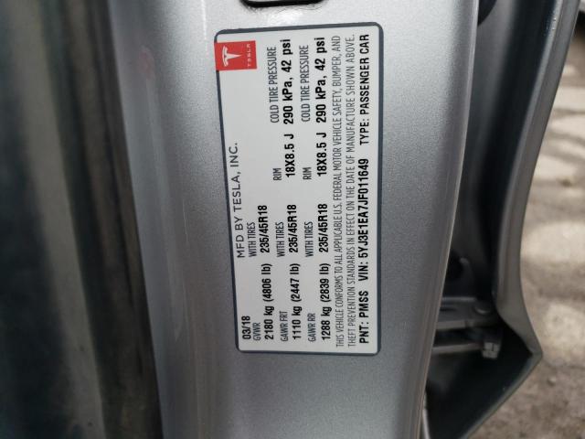 Продажа на аукционе авто 2018 Tesla Model 3, vin: 5YJ3E1EA7JF011649, номер лота: 38341363