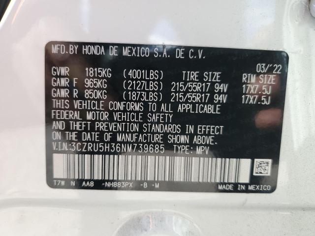 39231453 :رقم المزاد ، 3CZRU5H36NM739685 vin ، 2022 Honda Hr-v Lx مزاد بيع