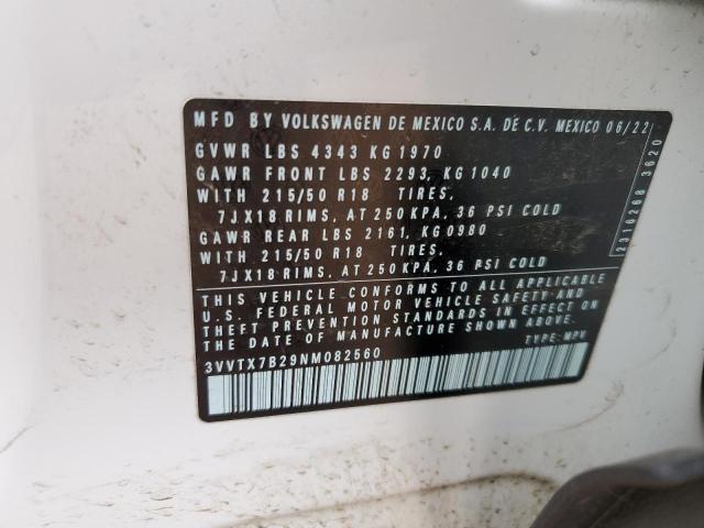 Aukcja sprzedaży 2022 Volkswagen Taos Se, vin: 3VVTX7B29NM082560, numer aukcji: 39654693