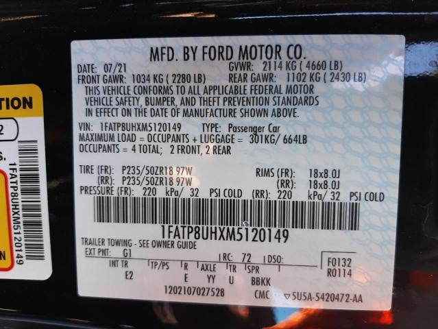 Aukcja sprzedaży 2021 Ford Mustang, vin: 1FATP8UHXM5120149, numer aukcji: 40392503