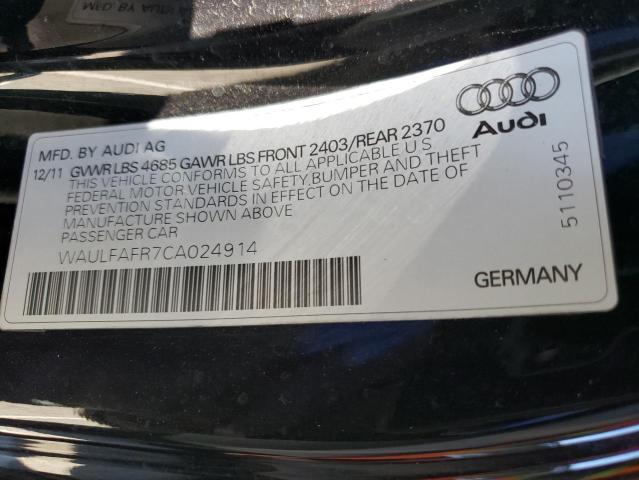 2012 Audi A5 Premium Plus მანქანა იყიდება აუქციონზე, vin: WAULFAFR7CA024914, აუქციონის ნომერი: 40122403