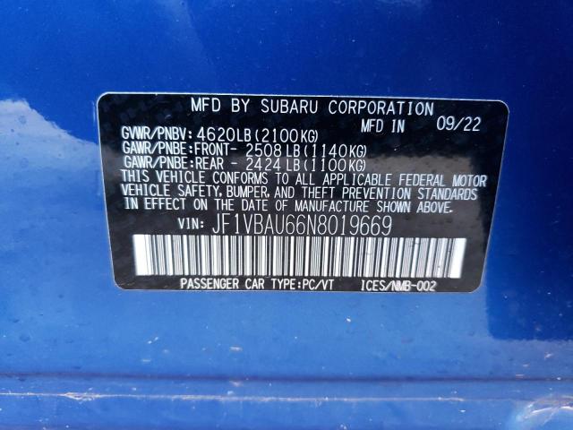 Продажа на аукционе авто 2022 Subaru Wrx Gt, vin: JF1VBAU66N8019669, номер лота: 39317823