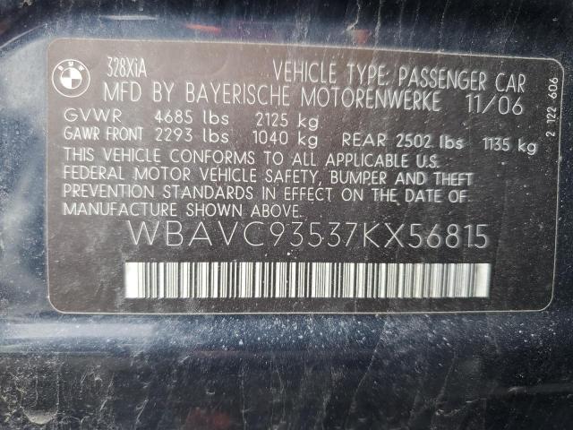 Продажа на аукционе авто 2007 Bmw 328 Xi, vin: WBAVC93537KX56815, номер лота: 40453013