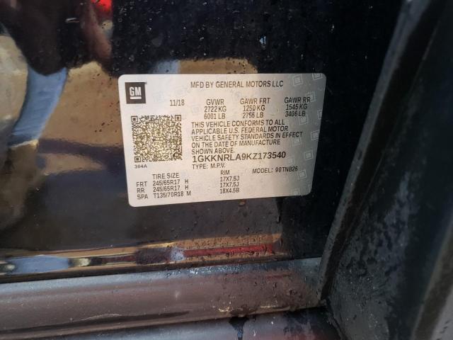 39659743 :رقم المزاد ، 1GKKNRLA9KZ173540 vin ، 2019 Gmc Acadia Sle مزاد بيع