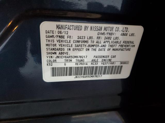 40614283 :رقم المزاد ، JN1CV6AR5CM978217 vin ، 2012 Infiniti G37 مزاد بيع
