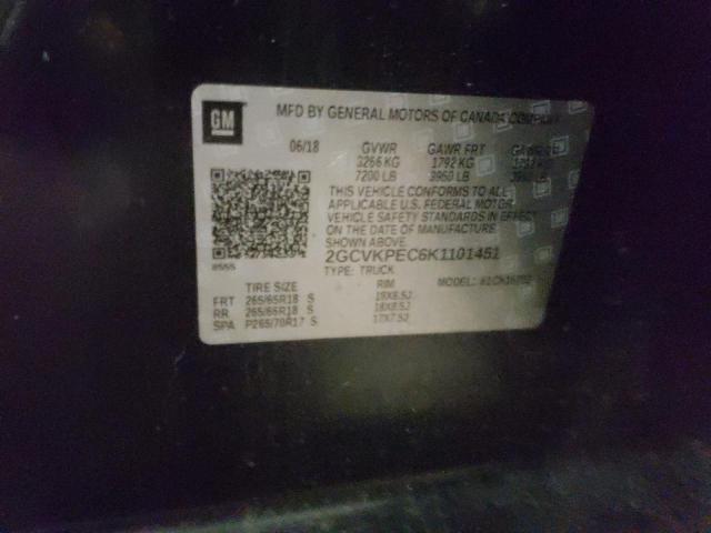 39833203 :رقم المزاد ، 2GCVKPEC6K1101451 vin ، 2019 Chevrolet Silverado Ld K1500 Lt مزاد بيع