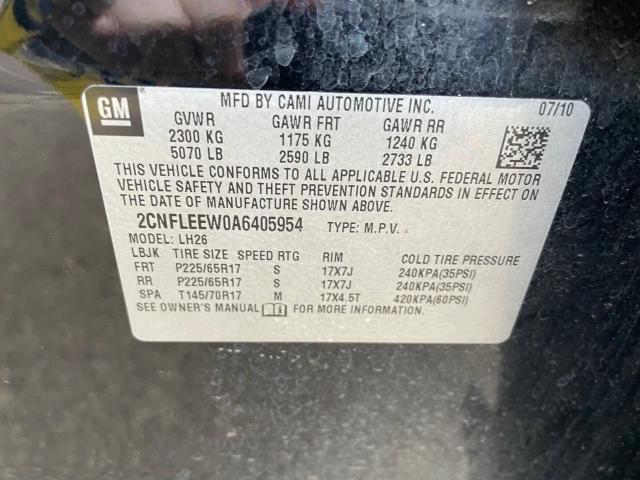 Aukcja sprzedaży 2010 Chevrolet Equinox Lt, vin: 2CNFLEEW0A6405954, numer aukcji: 41191423