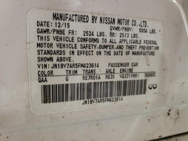 Aukcja sprzedaży 2015 Infiniti Q50 Base, vin: JN1BV7AR5FM423614, numer aukcji: 40842023